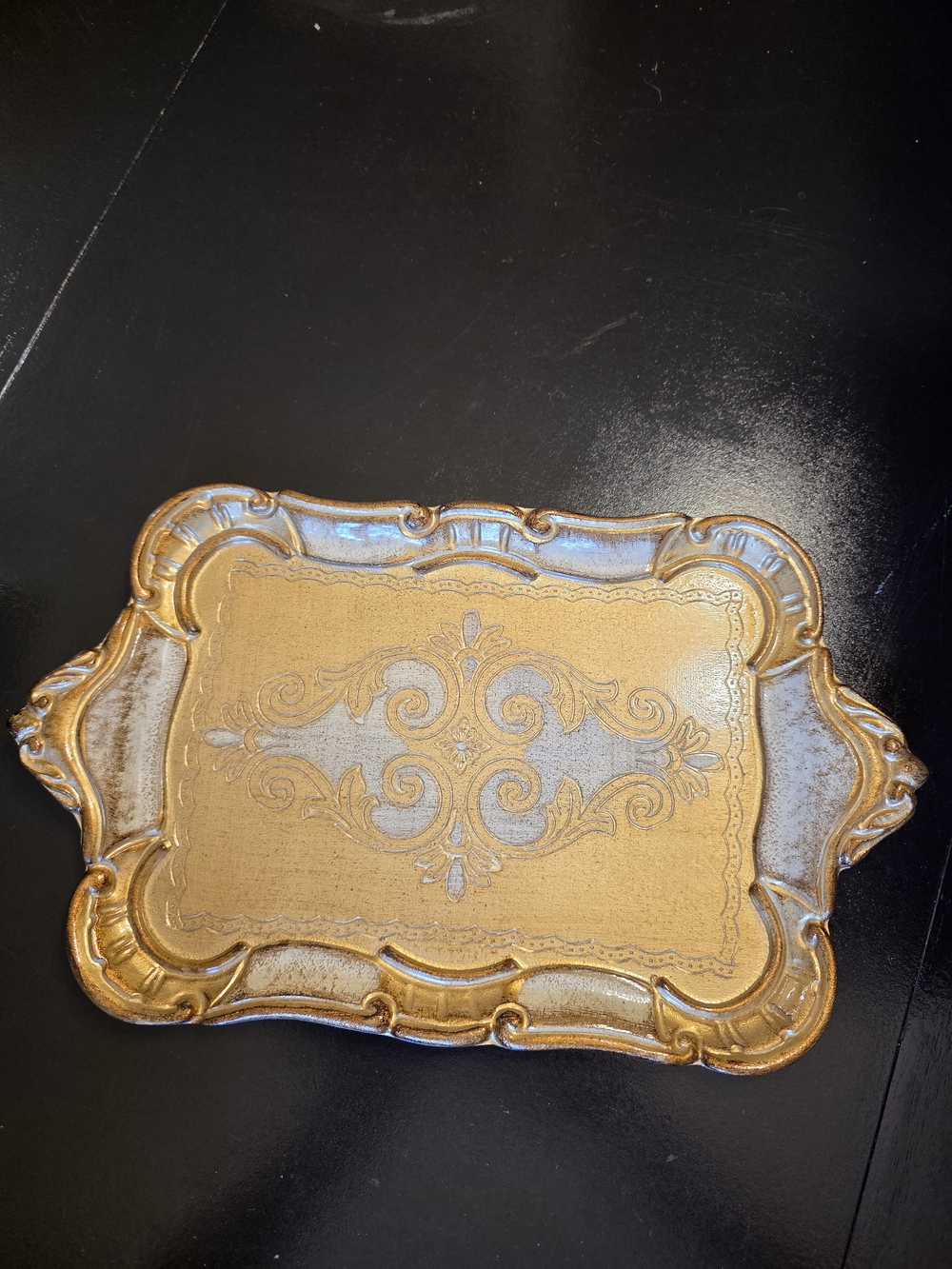 Gold Ornate Decorative Serving Tray - Elegant Baroque Style